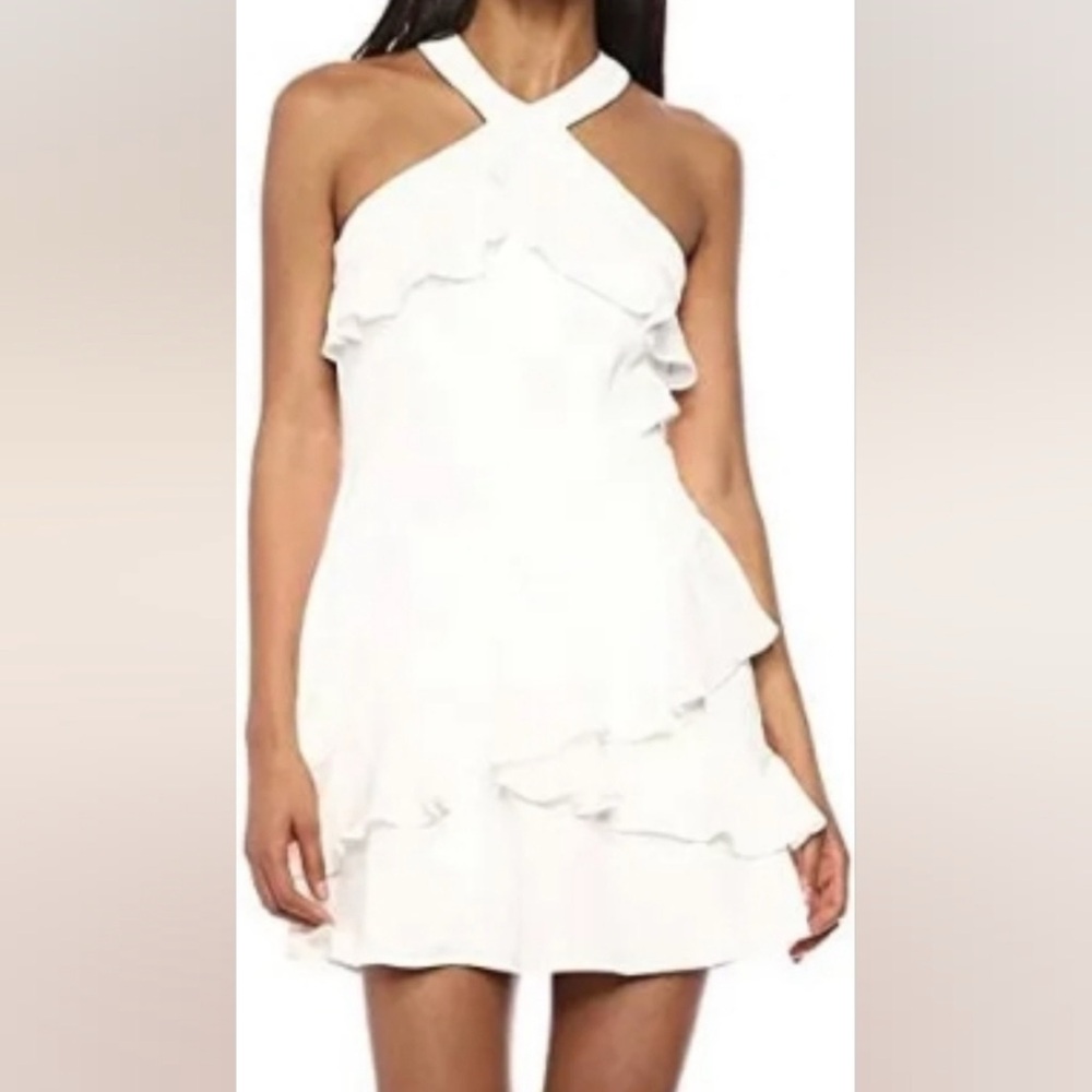 Parker Mini Dress Size 8 NWT Color Pearl White Halter Neckline Bachelorette